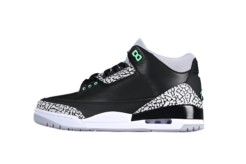 AIR JORDAN 3 RETRO GREEN GLOW NOIR/VERT LUMINEUX/GRIS LOUP/BLANC 