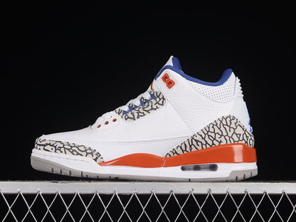AIR JORDAN 3 RETRO KNICKS BLANC/OLD ROYAL-UNIVERSITY ORANGE-TECH GREY