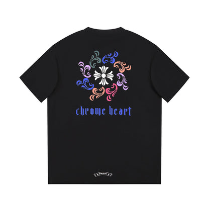 T-shirt noir à col avec logo Chrome Hearts