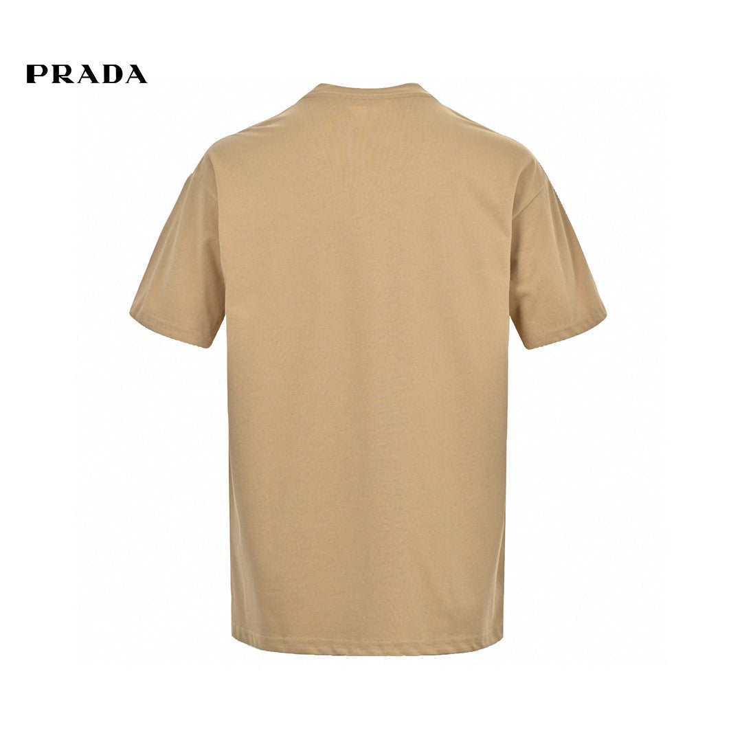 T-shirt beige à logo Prada Milano