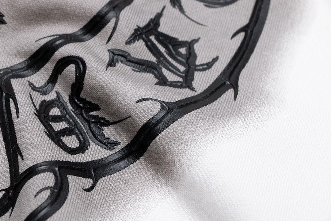 Sweat-shirt blanc avec logo fer à cheval et cœurs chromés