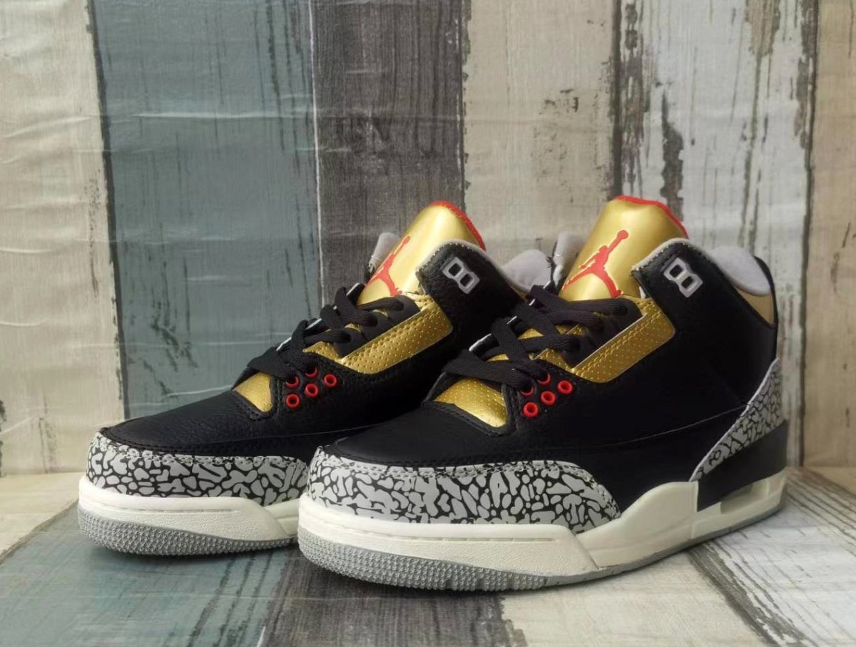 JORDAN 3 x BLACK CEMENT GOLD 