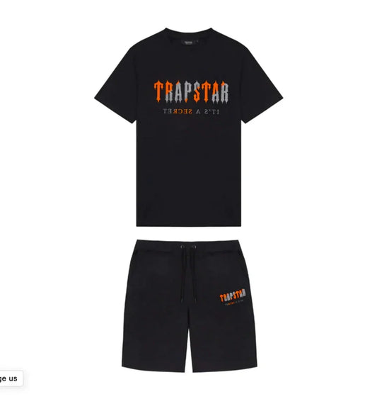 Ensemble court Trapstar Chenille Decoded - Noir/Orange