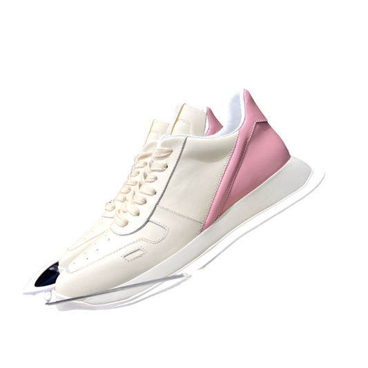Baskets basses Rick Owens crème et rose
