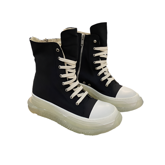 Bottes montantes en toile Rick Owens - Noires avec semelle translucide