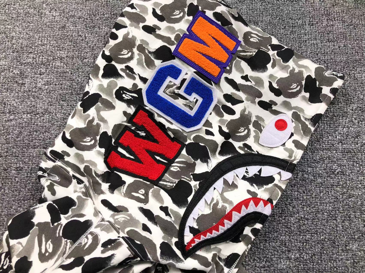Sweat à capuche zippé BAPE ABC CAMO SHARK gris