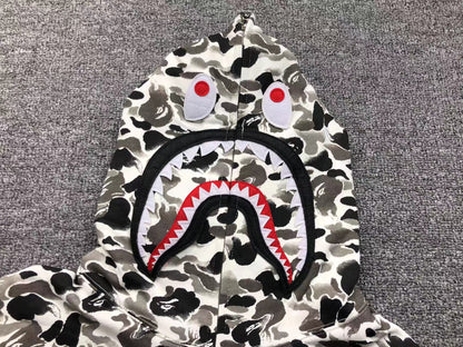 Sweat à capuche zippé BAPE ABC CAMO SHARK gris