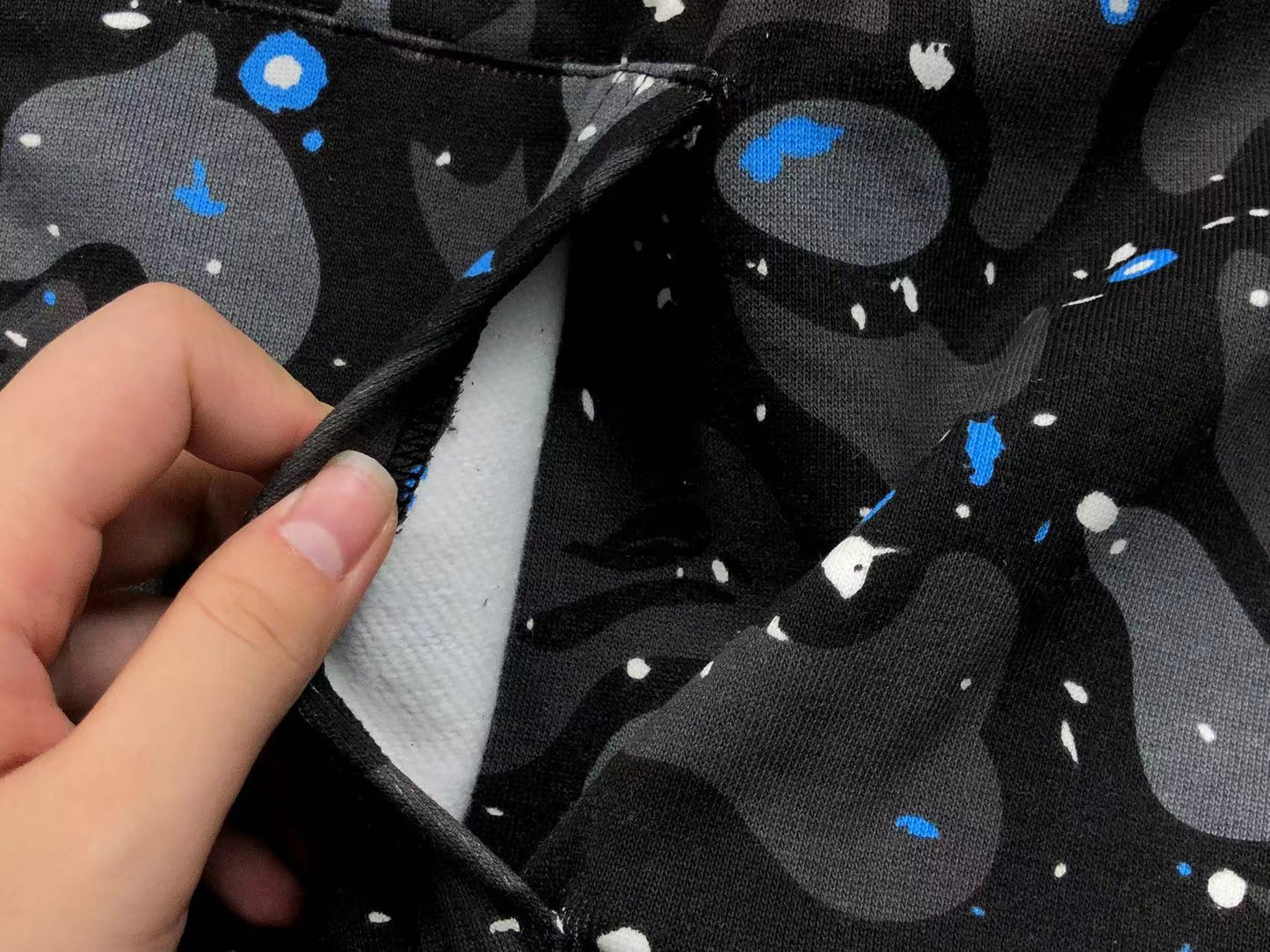 Sweat à capuche zippé BAPE SPACE CAMO DOUBLE SHARK noir