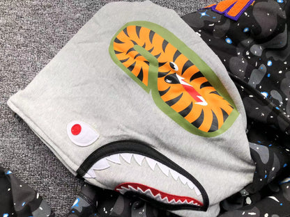 Sweat à capuche zippé BAPE SPACE CAMO DOUBLE SHARK noir