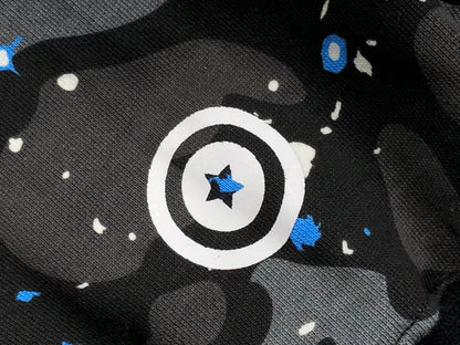 Sweat à capuche zippé BAPE SPACE CAMO DOUBLE SHARK noir