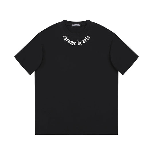 T-shirt noir à col avec logo Chrome Hearts