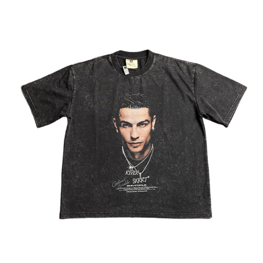 T-shirt graphique vintage CR7 gris foncé