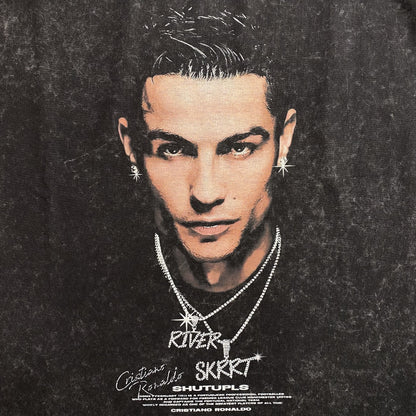 T-shirt graphique vintage CR7 gris foncé