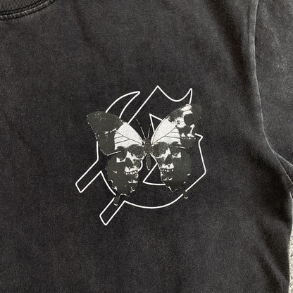 T-shirt effet papillon Godspeed noir délavé