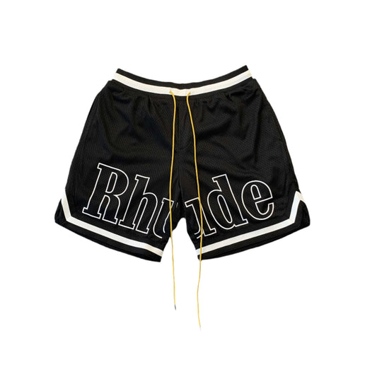 SHORT AVEC LOGO RHUDE COURT NOIR/BLANC