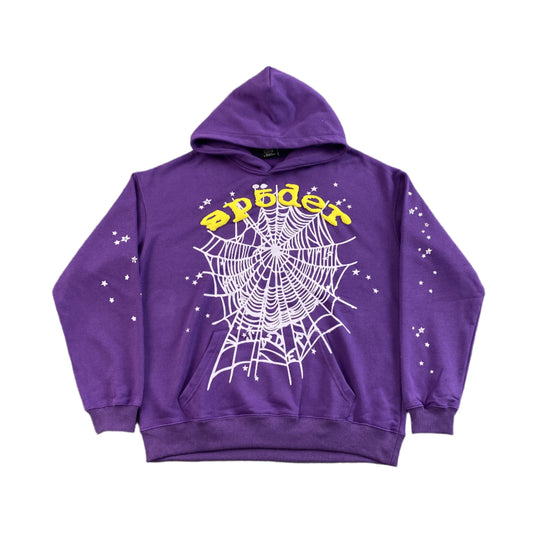SP5DER STAR OG WEB V2 SWEAT À CAPUCHE VIOLET