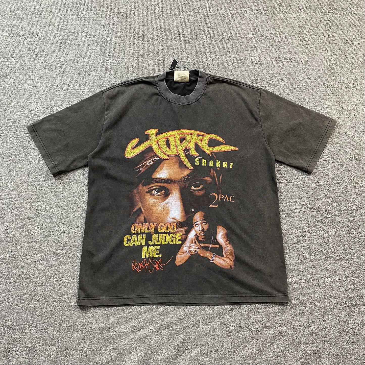 TUPAC VINTAGE GRAPHIC TEE DARK GREY