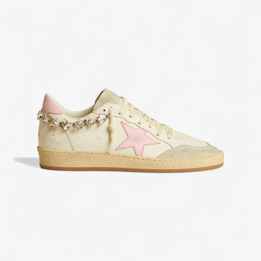 Baskets Golden Goose Stardan avec étoile rose et chaîne en cristal