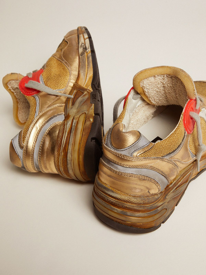 Baskets dorées pour femmes style papa