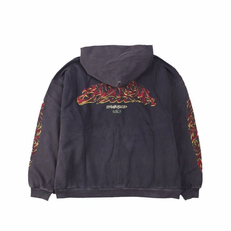 SWEAT À CAPUCHE ZIPPÉ BALENCIAGA GRIS DÉLAVÉ