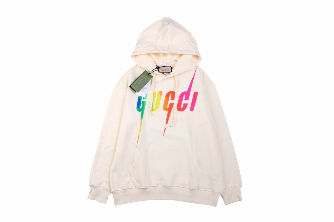 Sweat à capuche Gucci à logo arc-en-ciel - Crème
