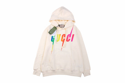 Sweat à capuche Gucci à logo arc-en-ciel - Crème