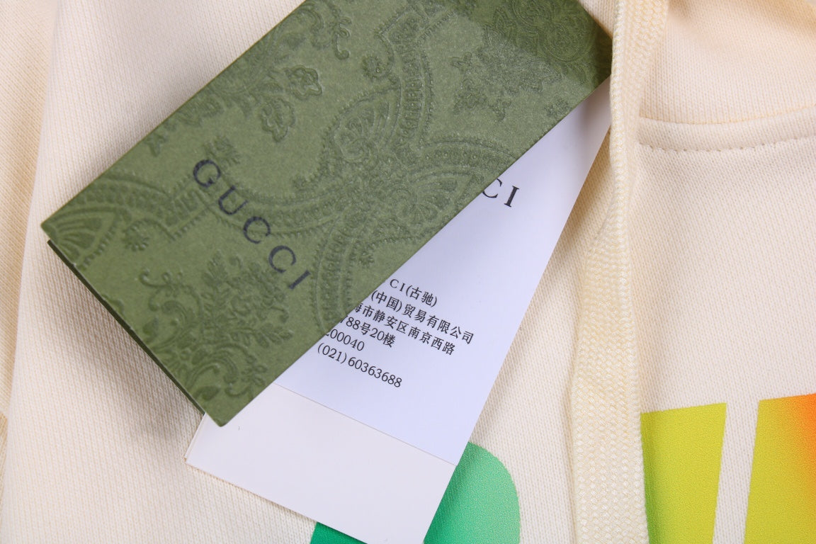 Sweat à capuche Gucci à logo arc-en-ciel - Crème