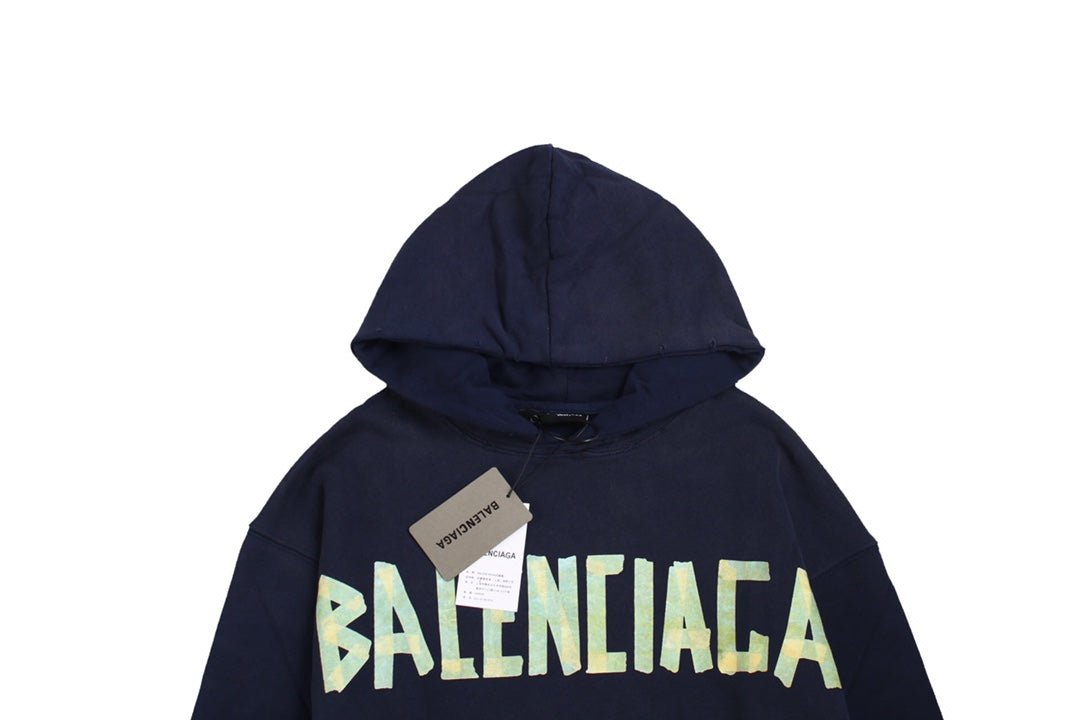SWEAT À CAPUCHE BALENCIAGA LOGO ALTERNATIF MARINE