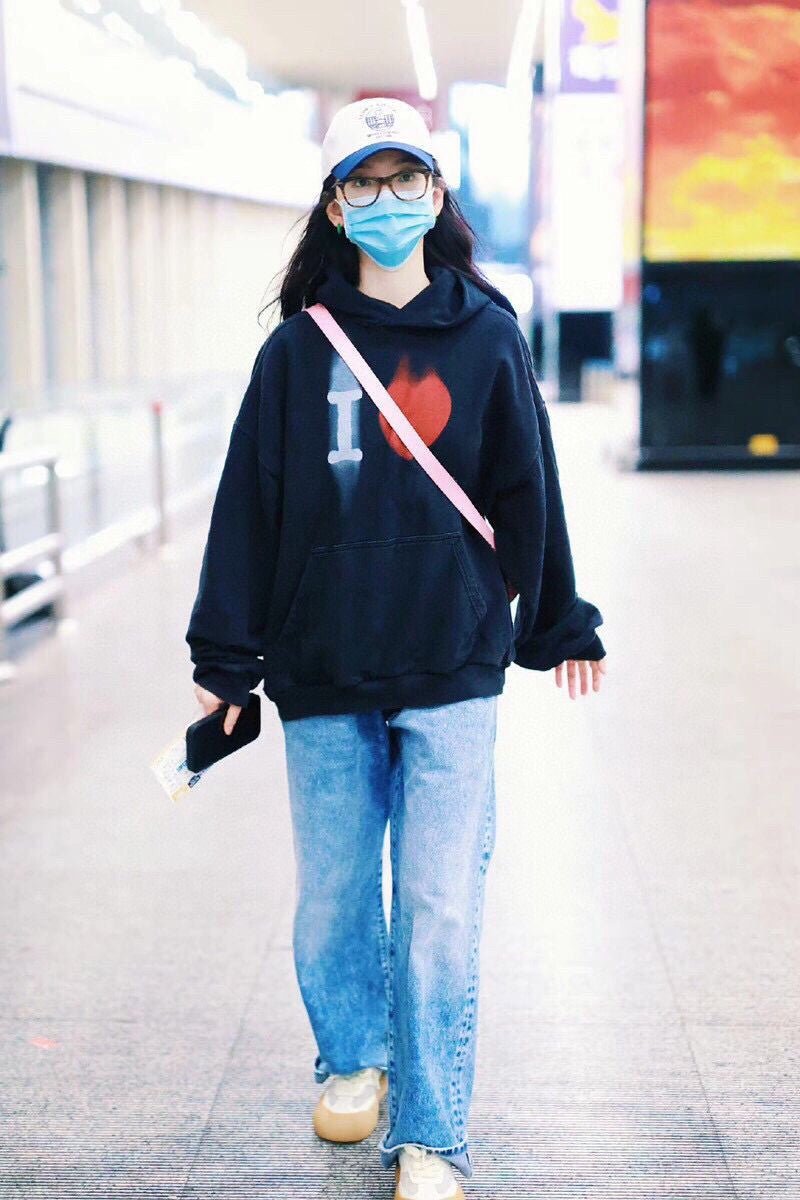 Sweat à capuche noir Balenciaga avec motif « I Love »