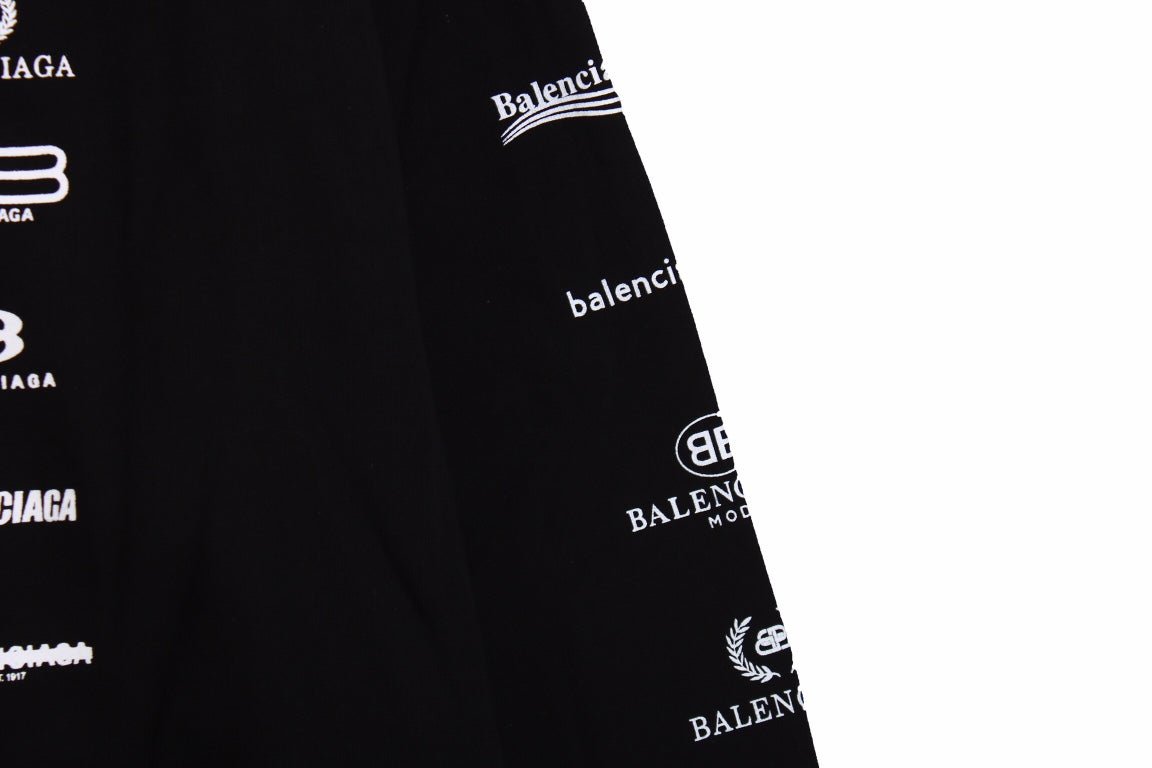 Sweat à capuche Balenciaga noir multilogo 