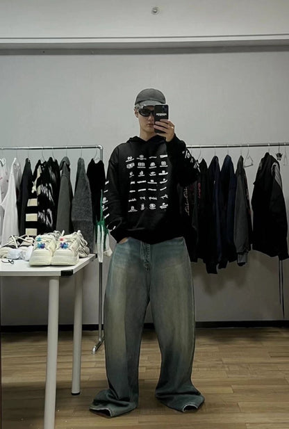 Sweat à capuche Balenciaga noir multilogo 