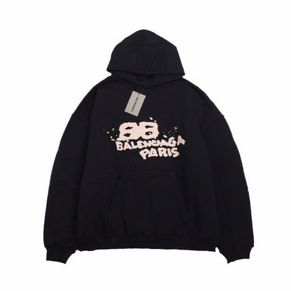 Sweat à capuche Balenciaga Graffiti Logo noir