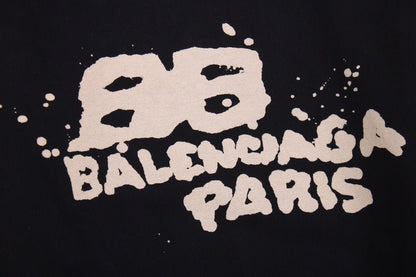 Sweat à capuche Balenciaga Graffiti Logo noir