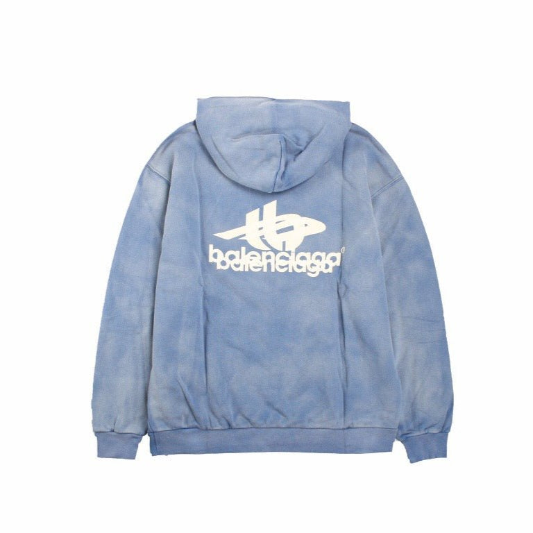 Sweat à capuche Balenciaga bleu avec logo graphique