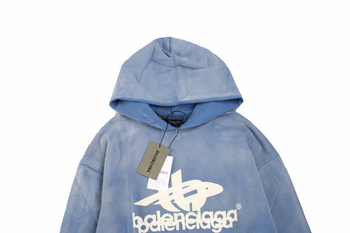 Sweat à capuche Balenciaga bleu avec logo graphique