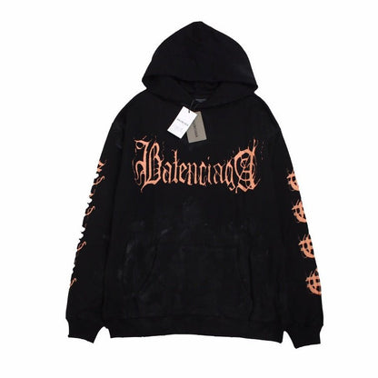 Sweat à capuche noir avec logo Balenciaga