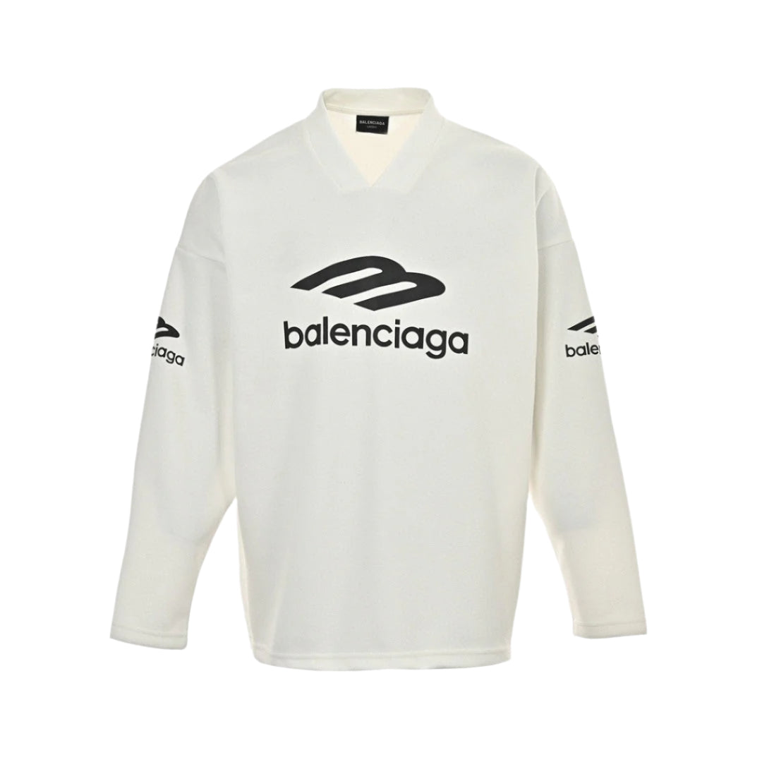 Chemise blanche à manches longues Balenciaga avec logo
