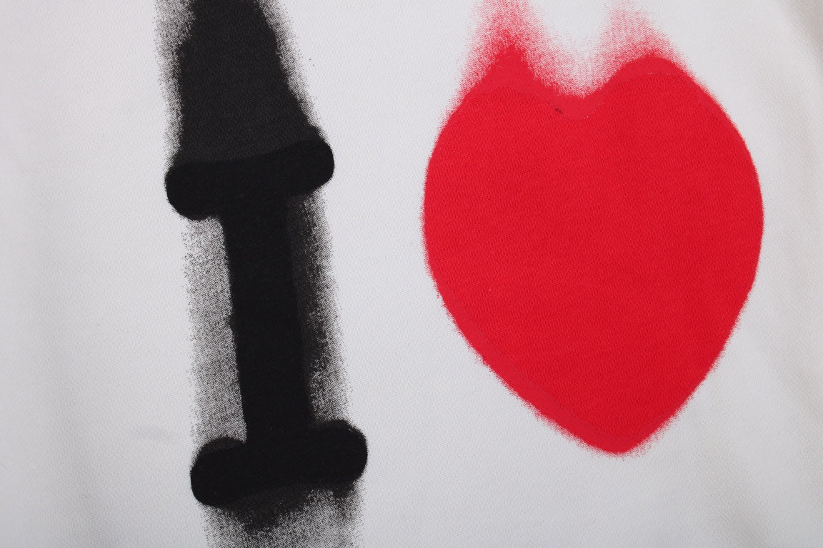 Sweat à capuche blanc Balenciaga avec motif « I Love »