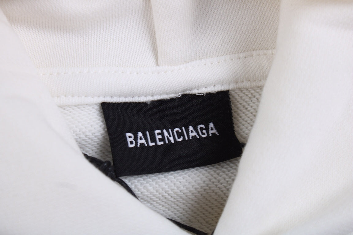 Sweat à capuche blanc Balenciaga avec motif « I Love »