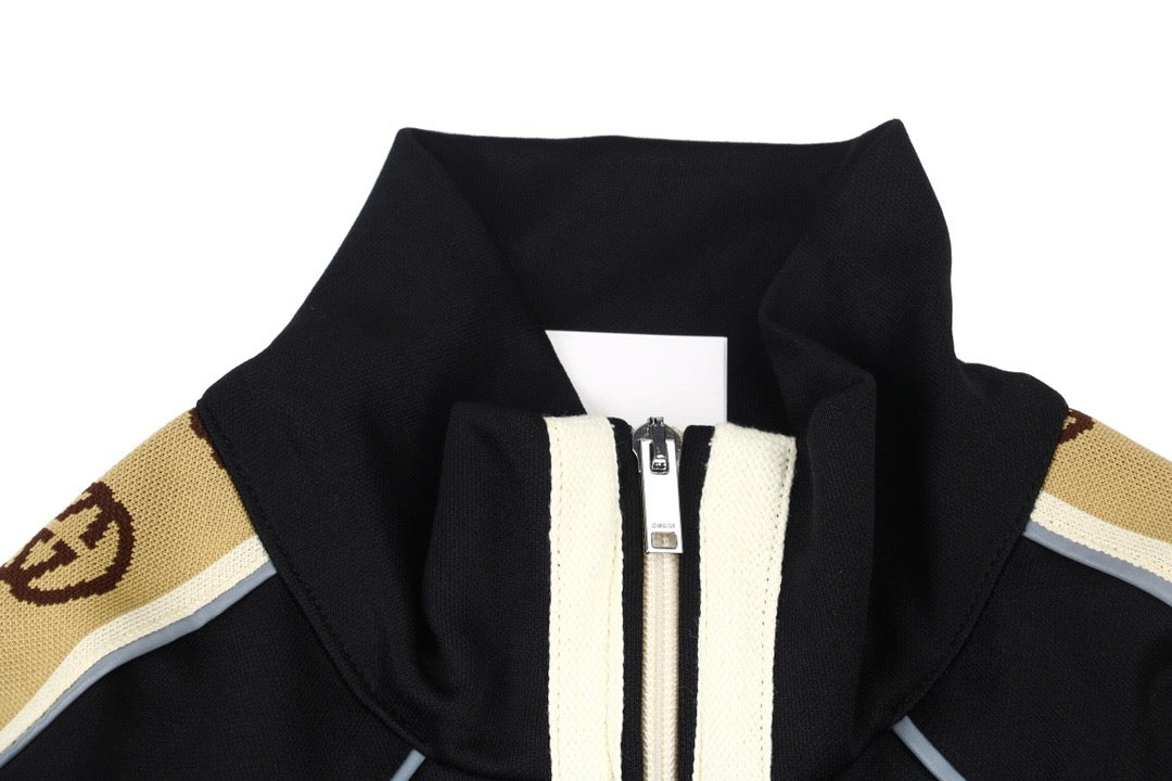 Veste de survêtement Gucci à rayures et logo GG - Noire