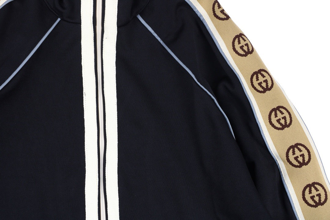 Veste de survêtement Gucci à rayures et logo GG - Noire