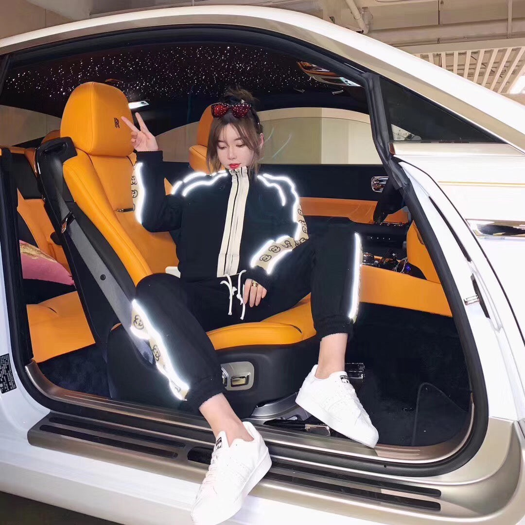 Veste de survêtement Gucci à rayures et logo GG - Noire