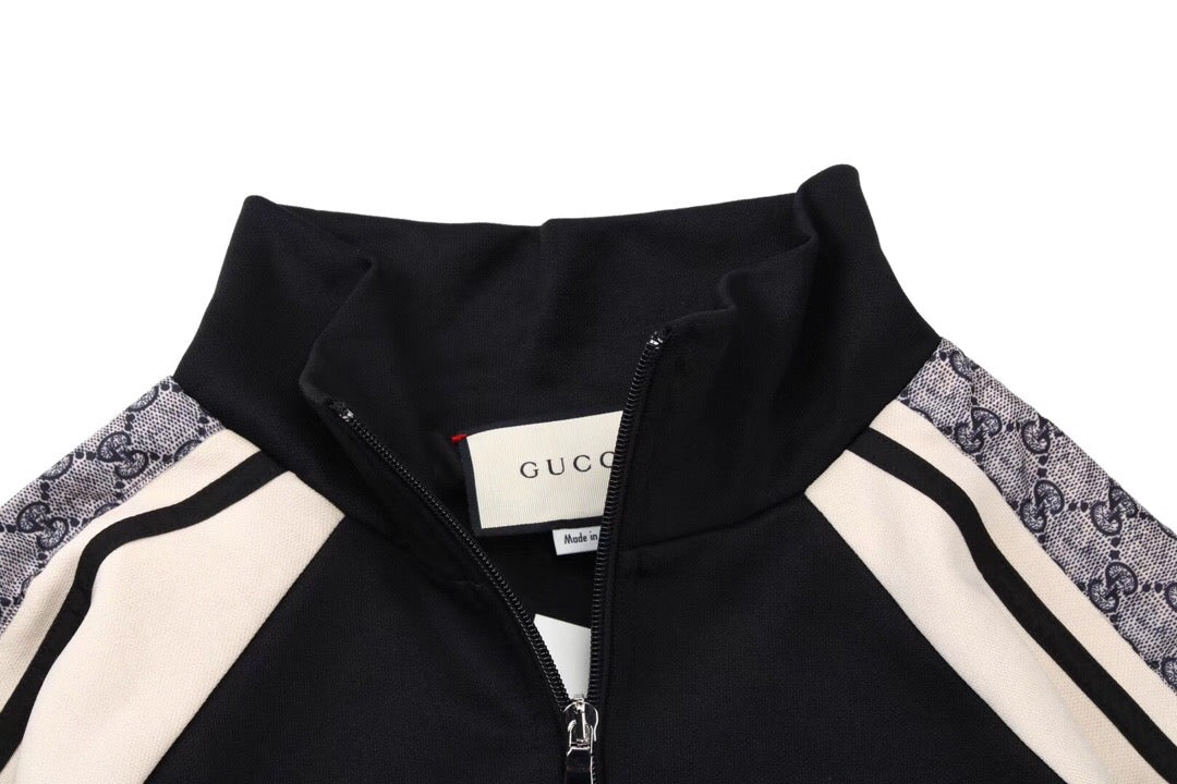Veste de survêtement Gucci GG Supreme Stripe - Noire