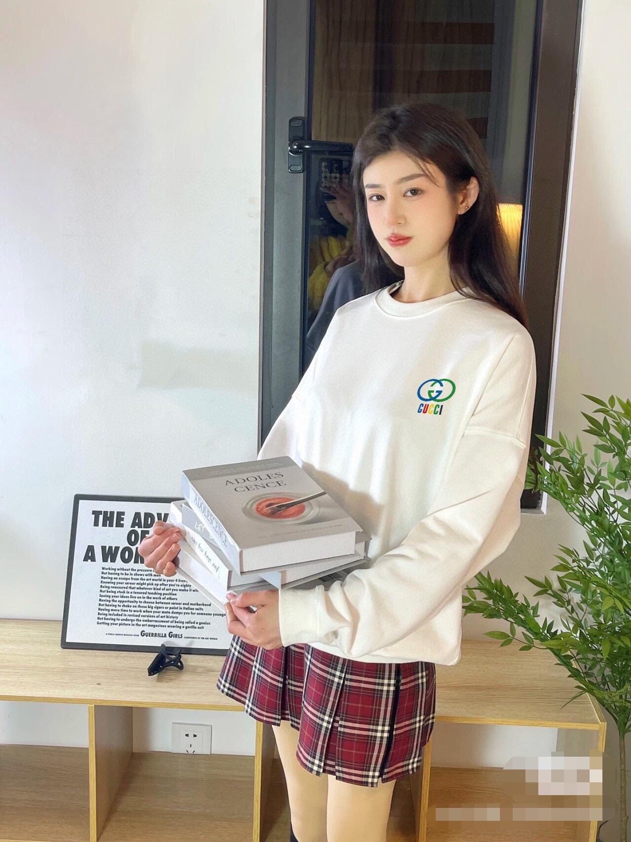 Sweat-shirt Gucci à logo G entrelacé - Crème