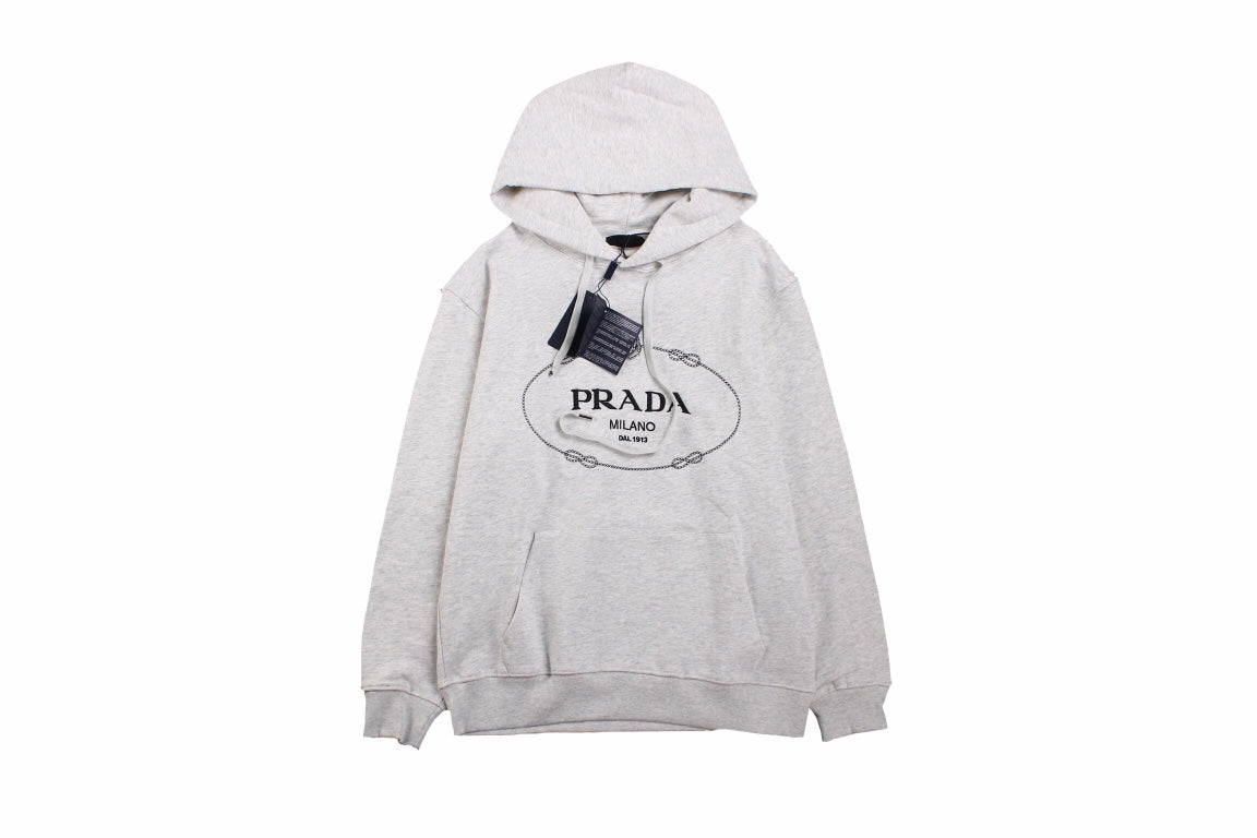 Sweat à capuche gris Prada Milano