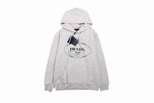 Sweat à capuche gris Prada Milano