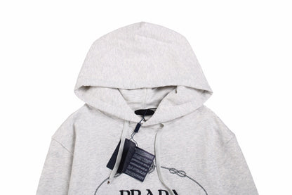Sweat à capuche gris Prada Milano