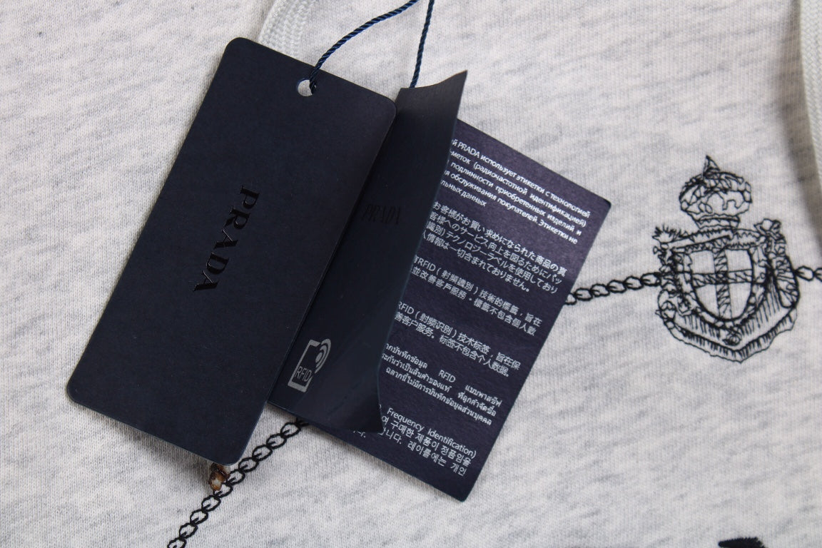 Sweat à capuche gris Prada Milano