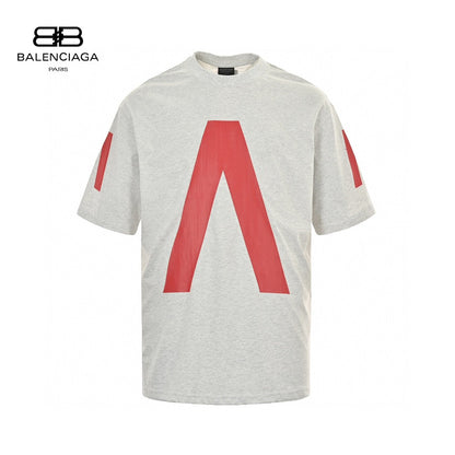 T-shirt graphique Balenciaga à logo rouge (gris)