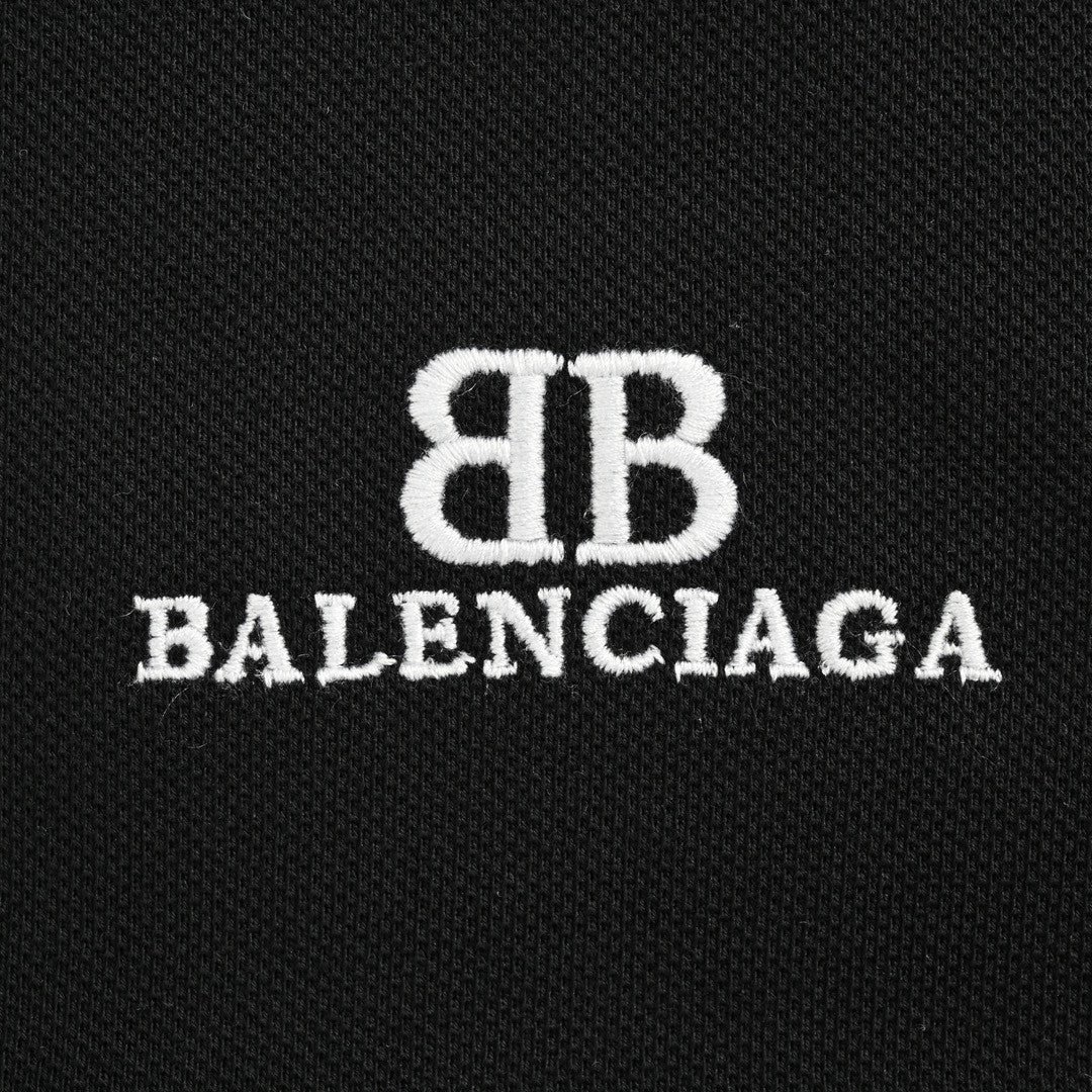 Polo noir Balenciaga à logo BB